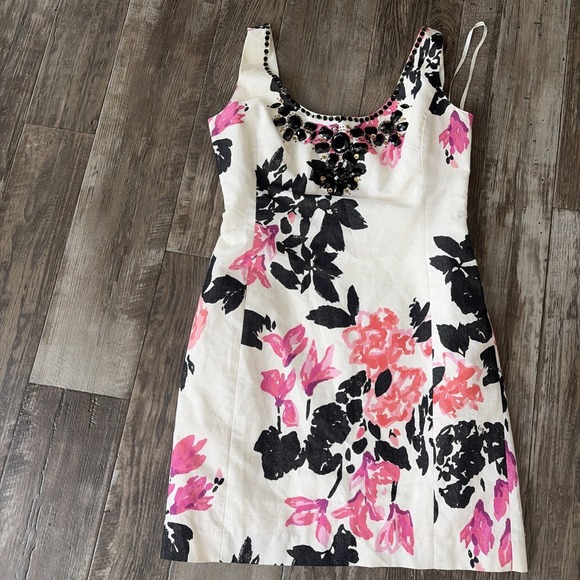 Lilly Pulitzer Portia Cameo Beaded Floral Dress Size 10 Floral Vacation - Picture 1 of 8